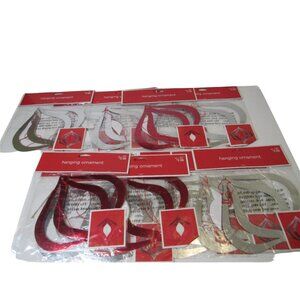 Christmas Party Hang from the Ceiling Decorations Lot Red and Silver 13 pc